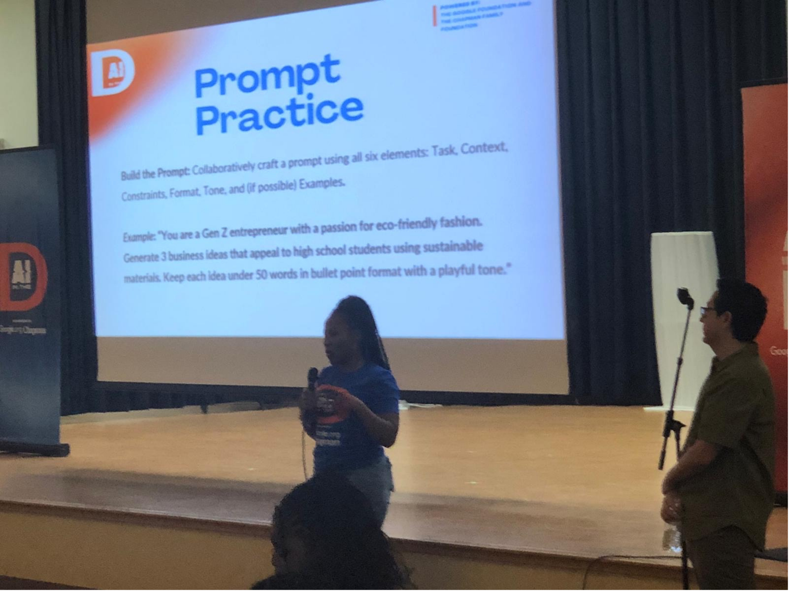 Student presenting at AI in the D